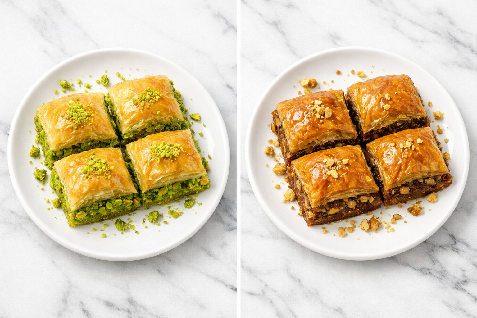 Fıstıklı ve cevizli baklava karşılaştırması