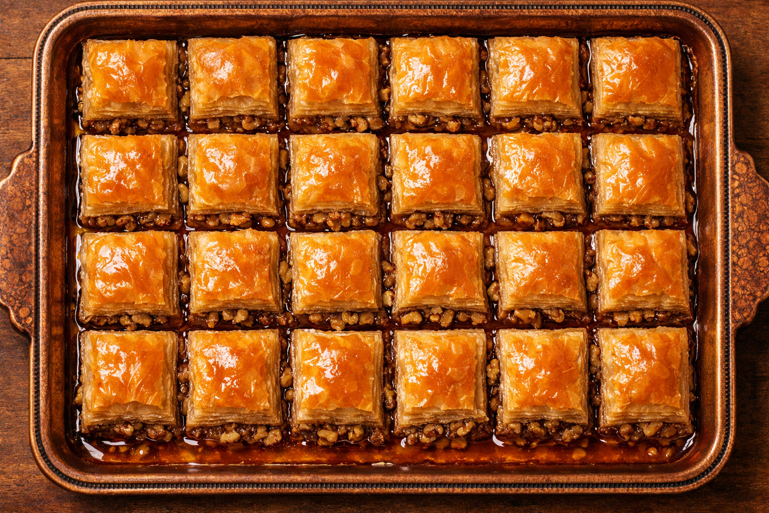 Klasik kare kesim baklava dilimleri
